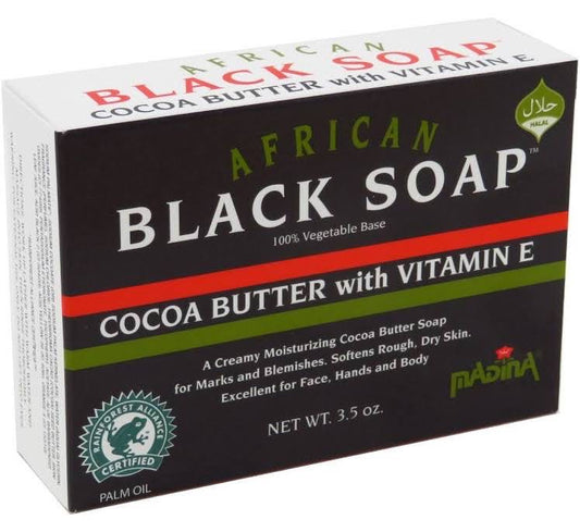 Madina African Black Soap Cocoa Butter with Vitamin E