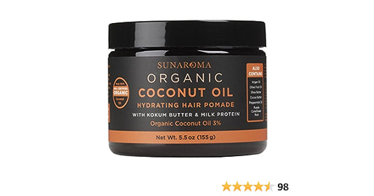 SUNAROMA Organic Coconut Oil Hair Pomade, 5.5 oz.